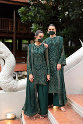 Kuch Khas K-106 formal dress with organza borders and dupatta